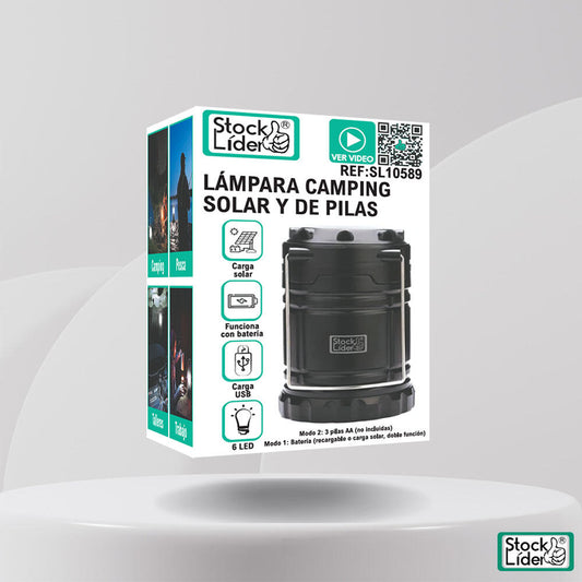 Lámpara Camping Solar y a Pilas StockLíder – Luz Potente, Energía Infinita