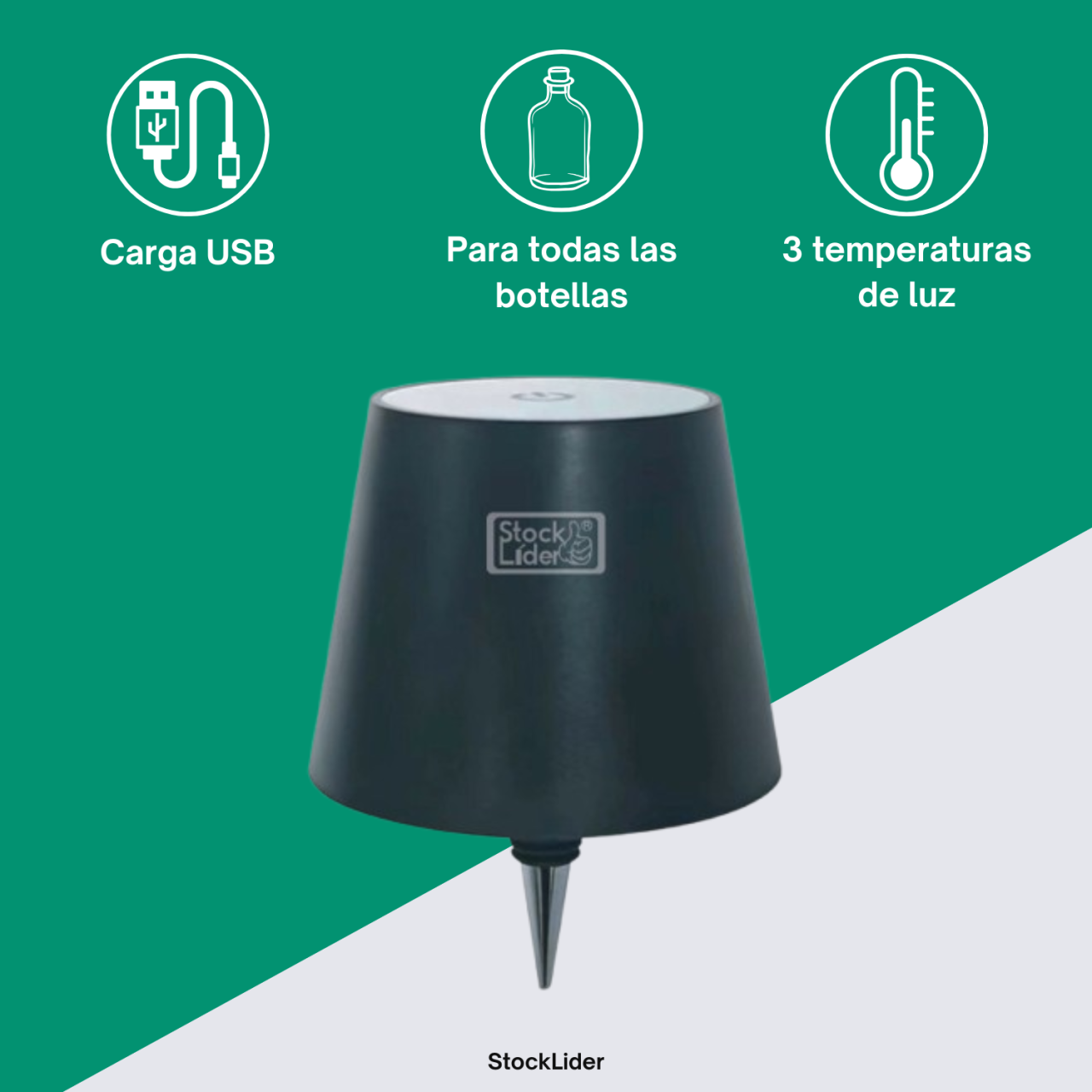 Lámpara Tapón para Botellas Recargable USB