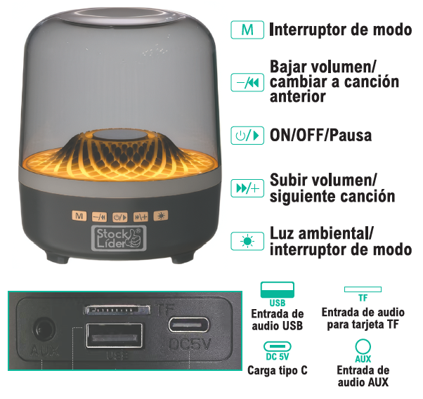 Altavoz Bluetooth RGB 360° – Sonido Potente y Luces que Marcan el Ritmo