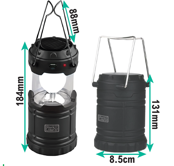 Lámpara Camping Solar y a Pilas StockLíder – Luz Potente, Energía Infinita