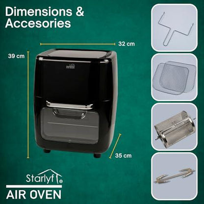 Freidora de Aire 3 en 1 Starlyf Air Oven 12L con Horno Rotisserie y Deshidratador – Tecnología Air Cycling, Pantalla LED Táctil