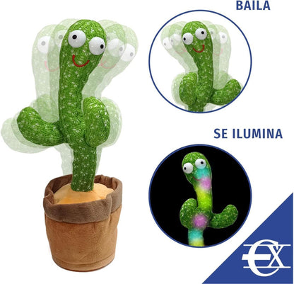 Cactus Bailarín para Niños con Música y Grabación – Juguete Interactivo 360° con Luces