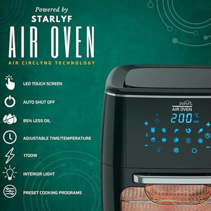 Freidora de Aire 3 en 1 Starlyf Air Oven 12L con Horno Rotisserie y Deshidratador – Tecnología Air Cycling, Pantalla LED Táctil