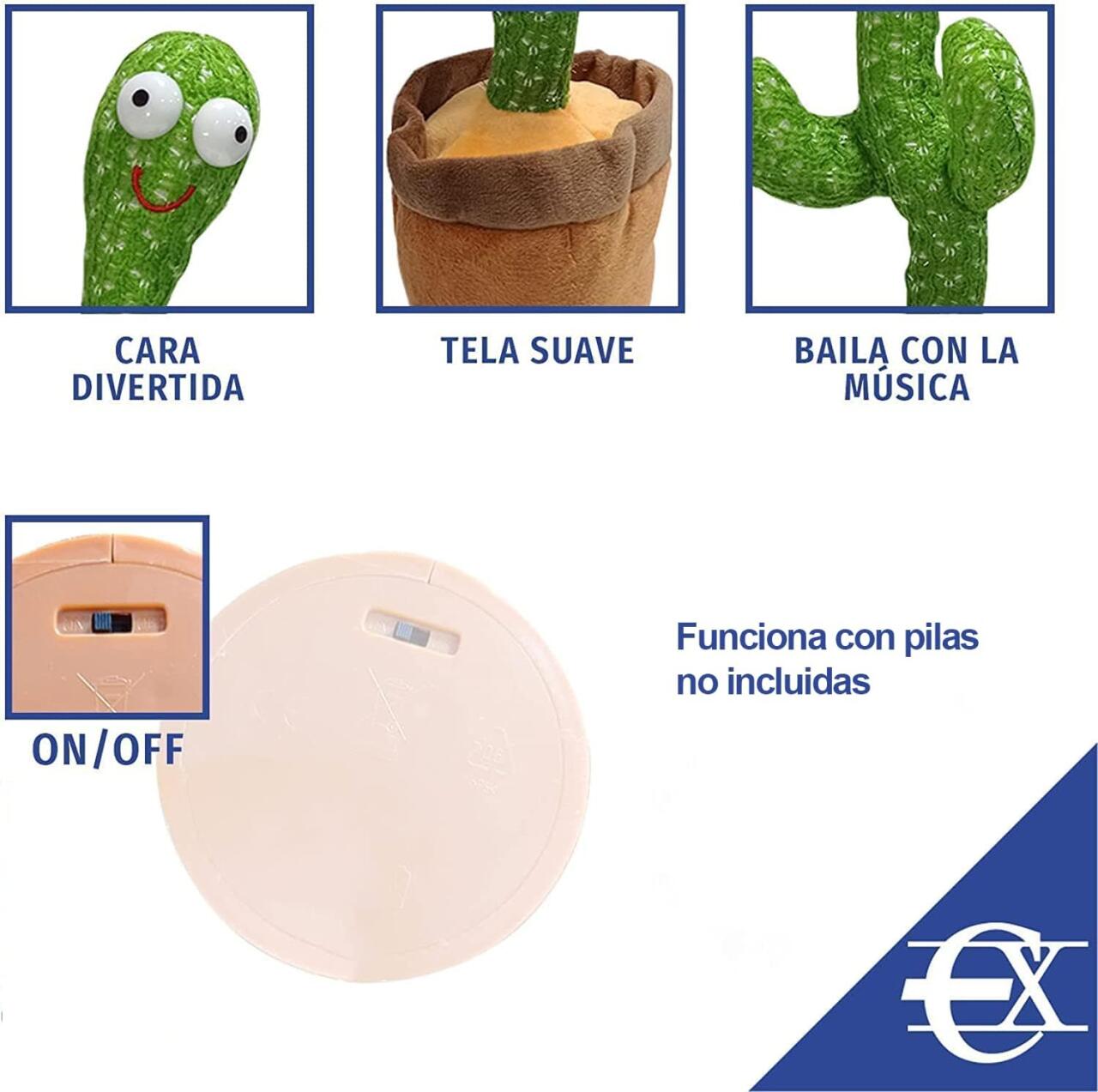 Cactus Bailarín para Niños con Música y Grabación – Juguete Interactivo 360° con Luces