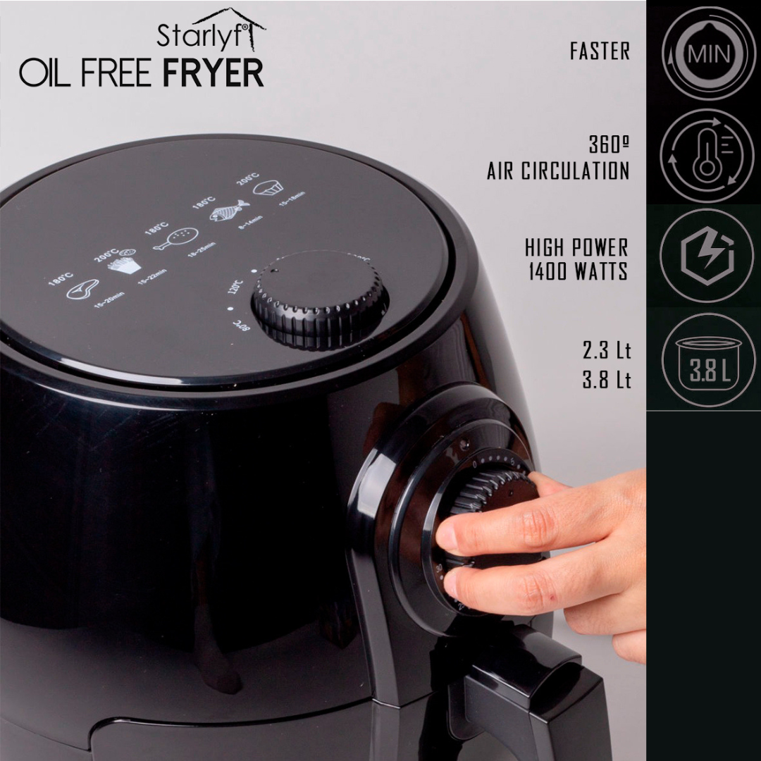 Starlyf Oil Free Fryer – Freidora de Aire sin Aceite 2,3L | Cocina Saludable, Rápida y Crujien