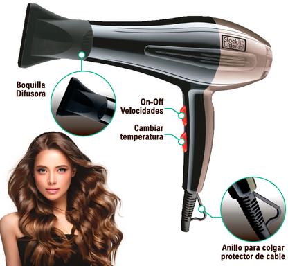 Secador de Cabelo Profissional – Rápido, Potente e Leve para Todos os Tipos de Cabelo