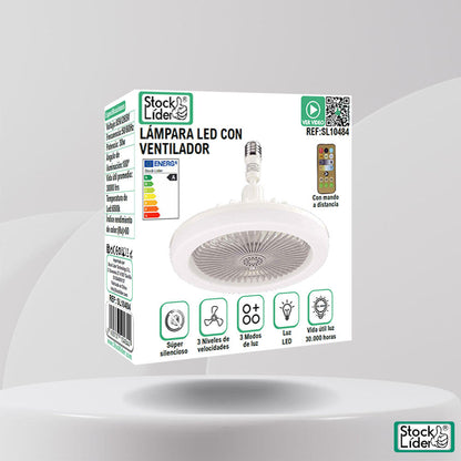 Lámpara LED con Ventilador 2 en 1 – Luz Perfecta y Aire Fresco al Instante