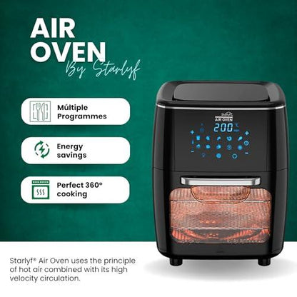 Freidora de Aire 3 en 1 Starlyf Air Oven 12L con Horno Rotisserie y Deshidratador – Tecnología Air Cycling, Pantalla LED Táctil