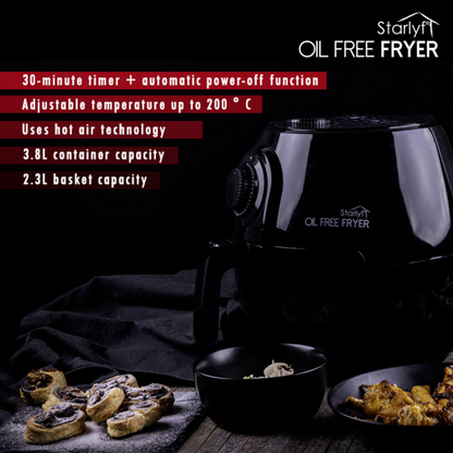 Starlyf Oil Free Fryer – Freidora de Aire sin Aceite 2,3L | Cocina Saludable, Rápida y Crujien