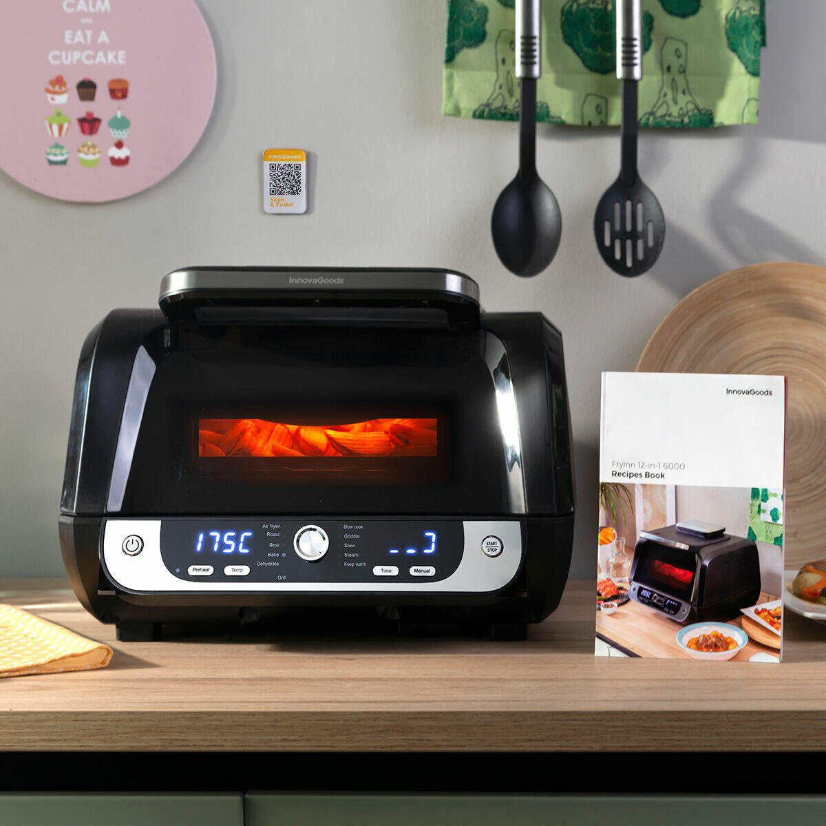 Freidora de Aire con Grill InnovaGoods Fryinn 12-in-1 6000 Negro Acero 3400 W 6 L